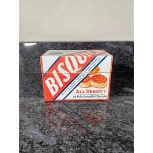 Vintage Bisquick Recipe Metal Tin Box Holder